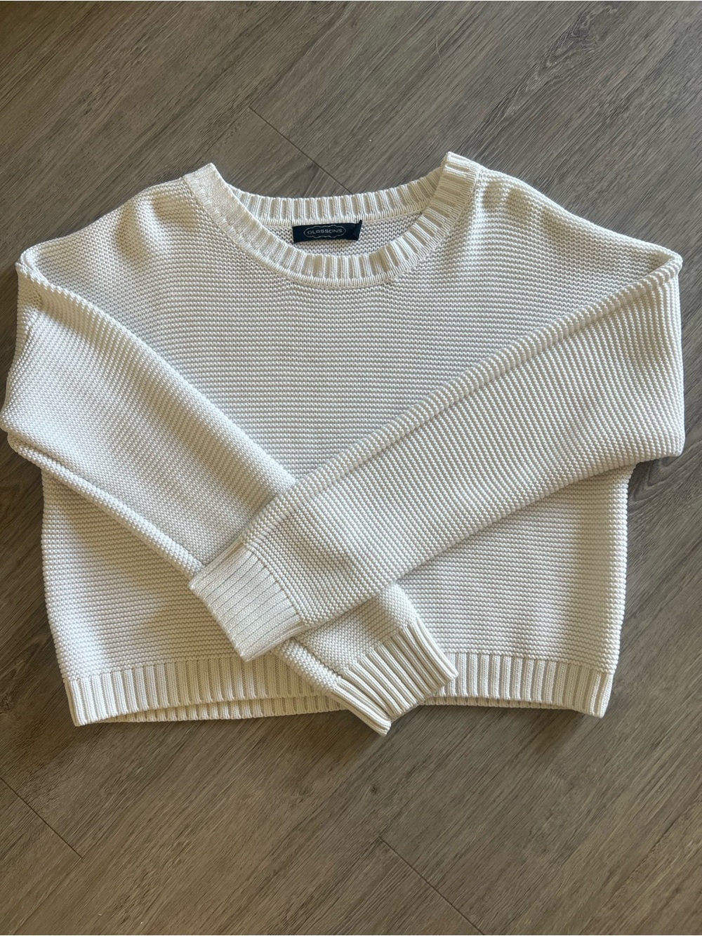 Glassons Ivory Cropped Crewneck Knit Sweater Women's Long